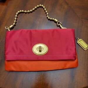Coach Two-Tone Red and Orange Clutch